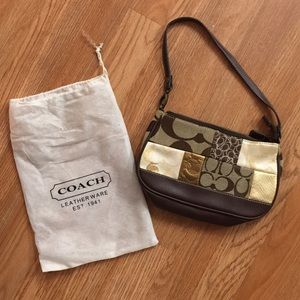 Small Gold and Tan Coach Purse